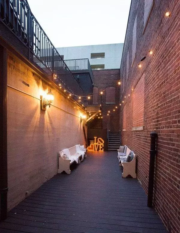 1208 Washington Place back alley cafe lights